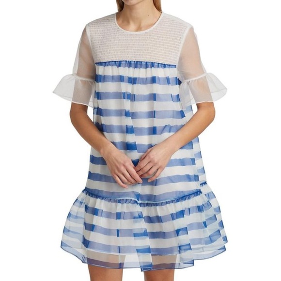 Blue and White Striped Dress - Picture 3 of 6